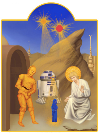 Illustration for article titled Jar Jar Binks attains sainthood in deranged Star Wars religious art